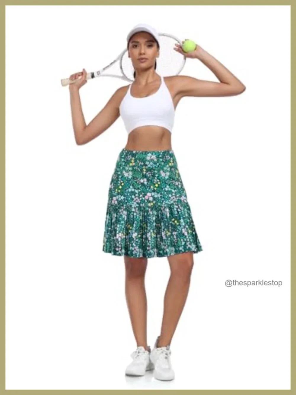 Pleated Golf Skort with Pockets, Built-in Shorts, Knee Length Athletic Skirt